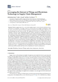 Leveraging the Internet of Things and Blockchain Technology in Supply Chain Management