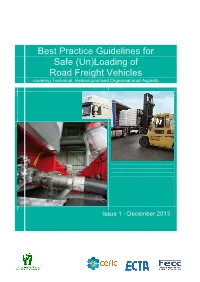 Loading of Road Freight Vehicles Covering Technical, Behavioural and Organisational Aspects