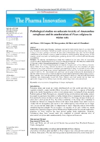 Pathological Studies on Subacute Toxicity of Amaranthus Retroflexus