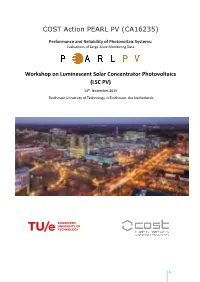 Workshop on LSC PV COST Action PEARL