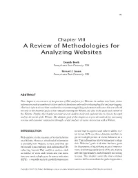 A Review of Methodologies for Analyzing Websites