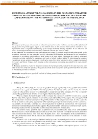 Definitions Attributed to Goodwill in the Economic