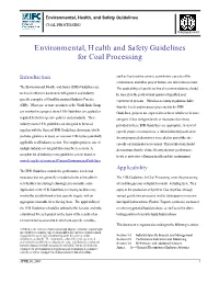 Environmental, Health and Safety Guidelines for Coal Processing