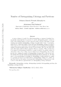 Number of Distinguishing Colorings and Partitions