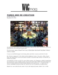 PARKS and RE-CREATION by Mary Shustack November 21, 2011