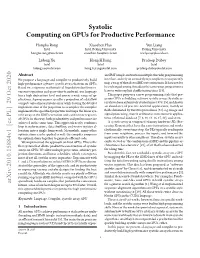 Systolic Computing on Gpus for Productive Performance