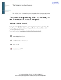 The Potential Stigmatizing Effect of the Treaty on the Prohibition of Nuclear Weapons