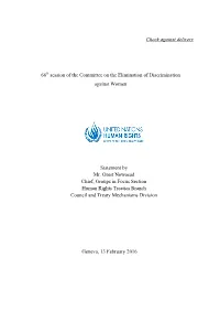 Check Against Delivery 66 Session of the Committee on the Elimination Of