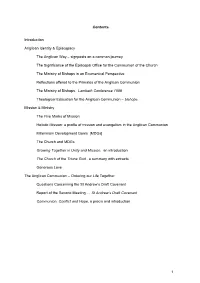Contents Introduction Anglican Identity