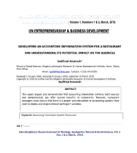 Developing an Accounting Information System for a Restaurant