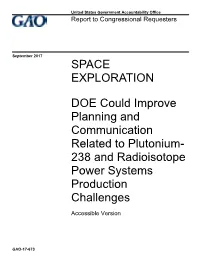 DOE Could Improve Planning and Communication Related to Plutonium-238 And