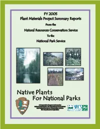 FY 2005 Plant Materials Project Summary Reports