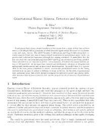 Gravitational Waves: Sources, Detectors and Searches