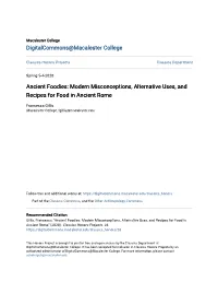 Modern Misconceptions, Alternative Uses, and Recipes for Food in Ancient Rome