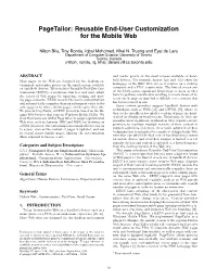Reusable End-User Customization for the Mobile Web