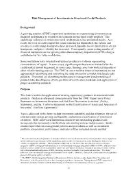 Risk Management of Investments in Structured Credit Products