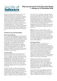 Society of Indexers Had a Successful Year in 2008, Searches in Indexers Available Were Noted and Discussed