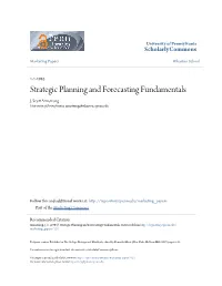 Strategic Planning and Forecasting Fundamentals J