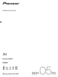 BDP-05FD Operating Instructions