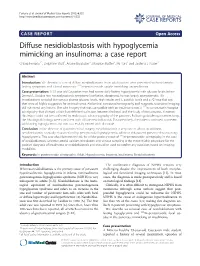 Diffuse Nesidioblastosis with Hypoglycemia Mimicking An