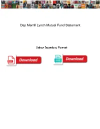 Dsp Merrill Lynch Mutual Fund Statement