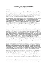 Geographic Name Proposal: Crystal Peak Supporting Information