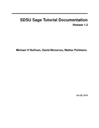 SDSU Sage Tutorial Documentation Release 1.2