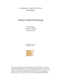 Shadow Bank Monitoring