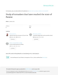 Study of Tornadoes That Have Reached the State of Paraná