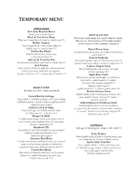 Temporary Menu