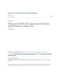 The Suppression of Evidence and the Inference of Innocence