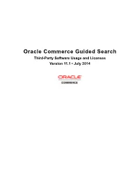 Third-Party Software Usage and Licenses Version 11.1 • July 2014