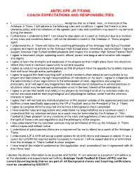 Antelope Jr Titans Coach Expectations and Responsibilities