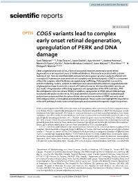 COG5 Variants Lead to Complex Early Onset Retinal Degeneration