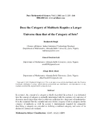 Does the Category of Multisets Require a Larger Universe Than