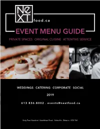 EVENT MENU GUIDE 613 836.8002 . Events@Nextfood