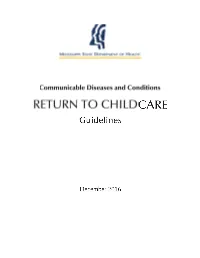 Guidelines for Children Returning to Child Care After Illness