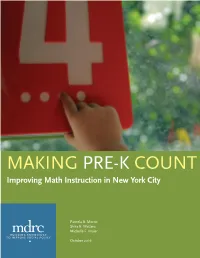 MAKING PRE-K COUNT Improving Math Instruction in New York City