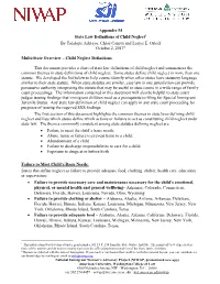 State Law Definitions of Child Neglect1 by Tolulope Adetayo, Chloe Canetti and Leslye E