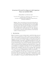 Structured Formal Development with Quotient Types in Isabelle/HOL