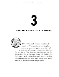 Variables and Calculations