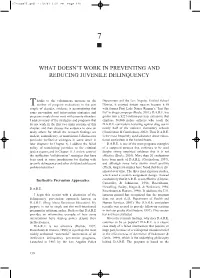 What Doesn't Work in Preventing and Reducing