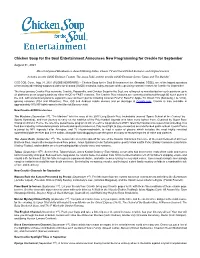 Chicken Soup for the Soul Entertainment Announces New Programming for Crackle for September