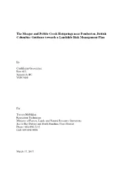 Guidance Towards a Landslide Risk Management Plan