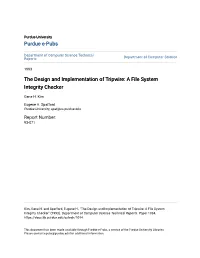 Implementation of Tripwire: a File System Integrity Checker