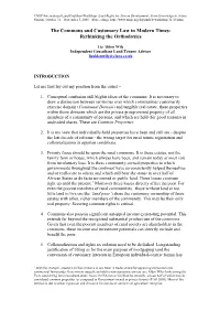 The Commons and Customary Law in Modern Times: Rethinking the Orthodoxies