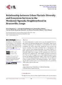 The Relationship Between Ecosystem Services and Urban Phytodiversity Is Be- G.M