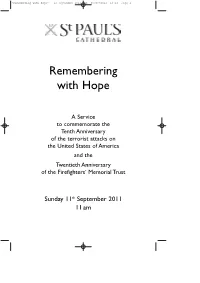 11 September 2011 Order of Service.Pdf