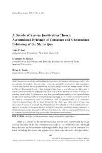 A Decade of System Justification Theory: Accumulated Evidence