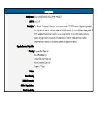 Activity Details Activity Name SOIL CONSERVATION FOLLOW UP